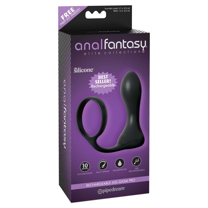 Anillo y Plug Anal con Vibración Negro - Imagen 2