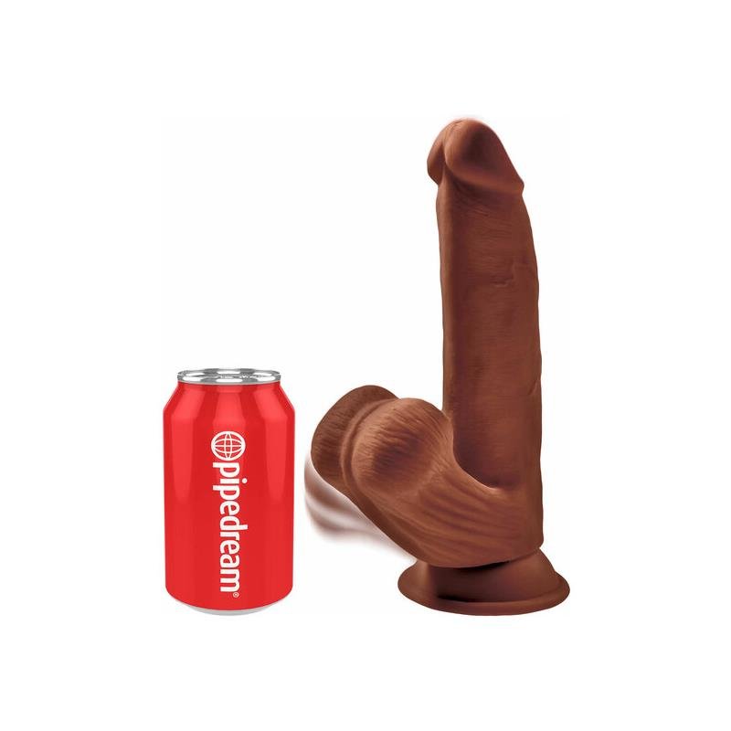 Dildo Triple Densidad Testículos Oscilantes 8 Caramelo - Imagen 2