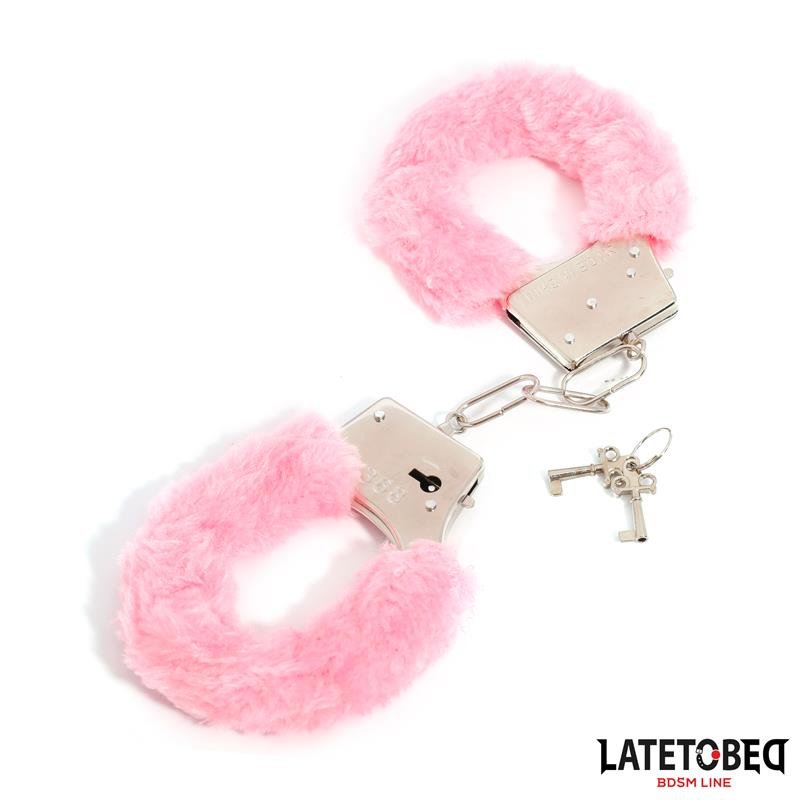 Esposas de Metal Furry con Pelo Rosa - Imagen 3
