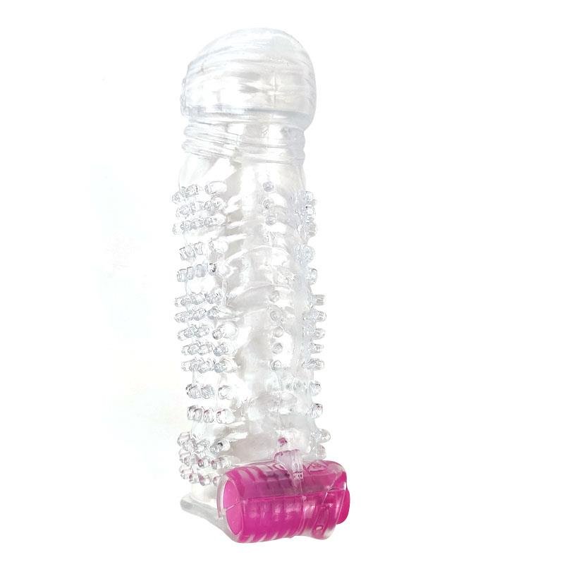 Funda para el Pene Texturizada con Bala Vibradora Transparente - Imagen 2