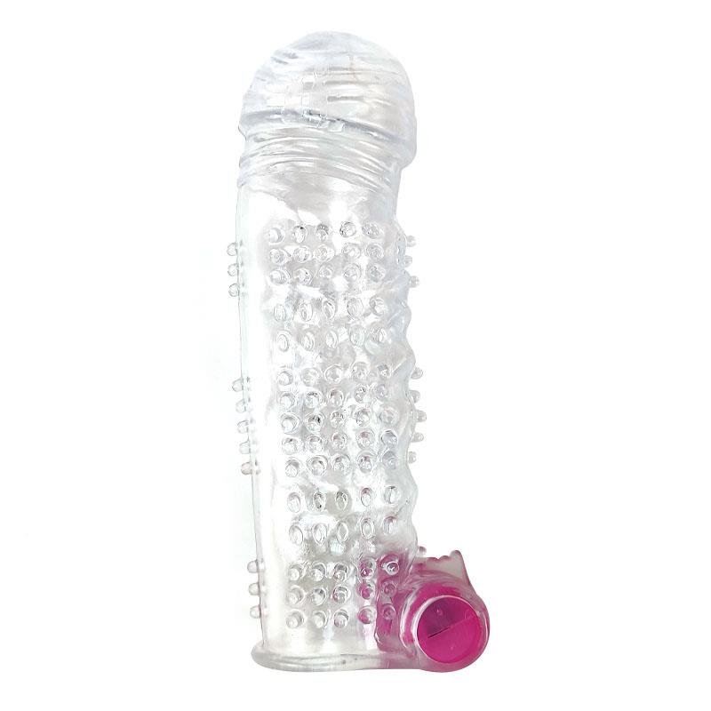 Funda para el Pene Texturizada con Bala Vibradora Transparente - Imagen 3