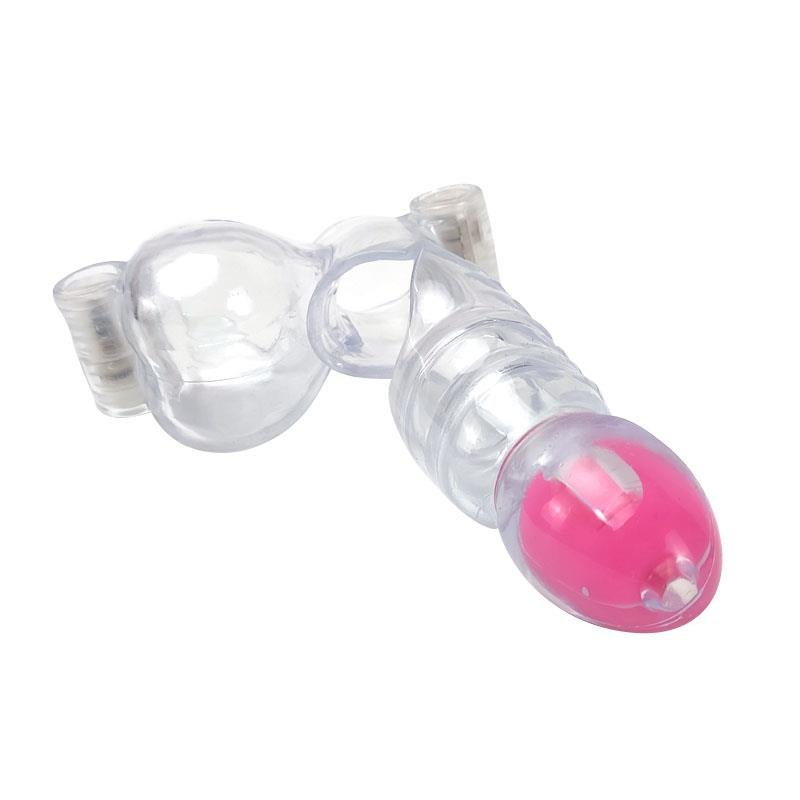 Funda para el Pene y Testículos 3 Balas Vibradoras Transparente - Imagen 3