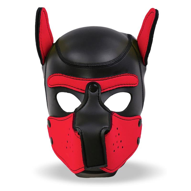 Hound Máscara de Perro Neopreno Hocico Extraíble Negro/Rojo Talla Única - Imagen 3