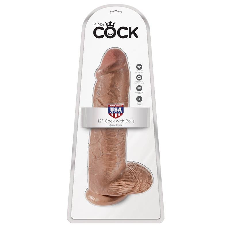 King Cock Pene con Testículos de 12 - Bronceado - Imagen 2