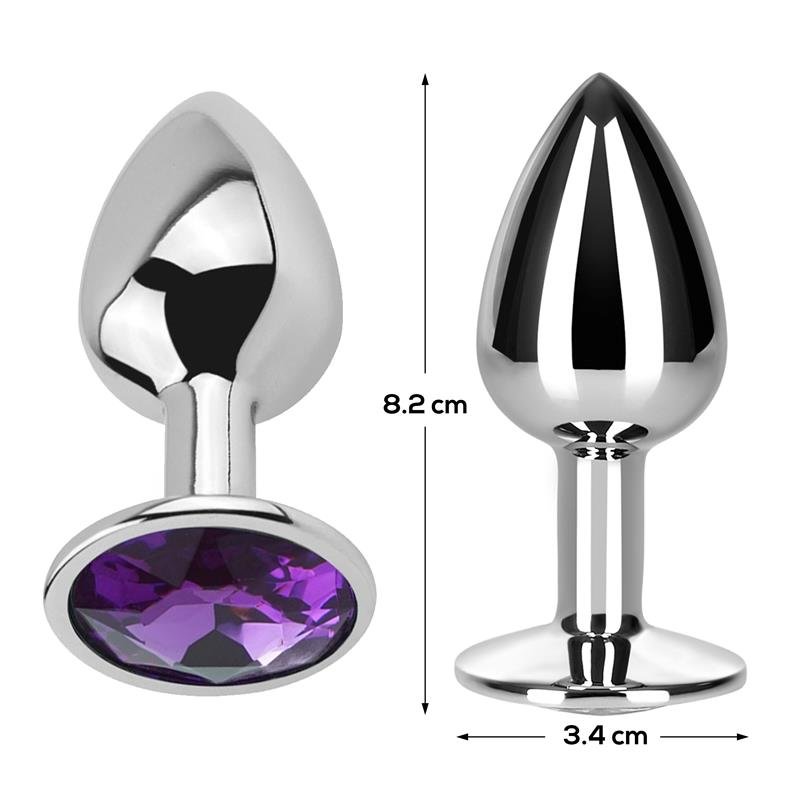 Plug Anal con Joya Púrpura Amatista Talla M Aluminio - Imagen 3