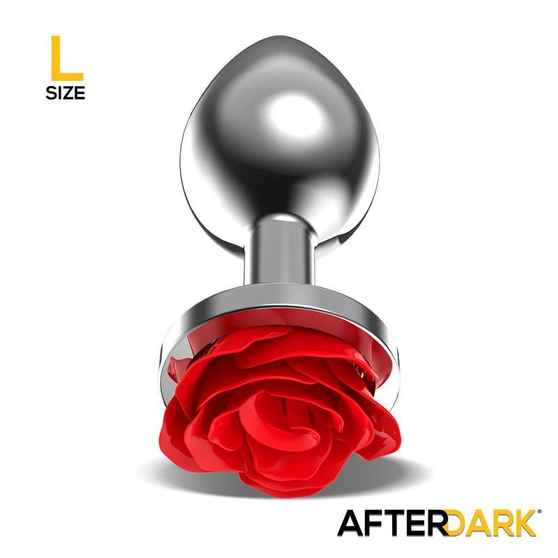 Plug Anal de Metal con Rosa Roja en la Base Talla L - Imagen 2