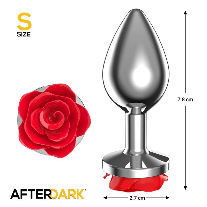 Plug Anal de Metal con Rosa Roja en la Base Talla S - Imagen 3