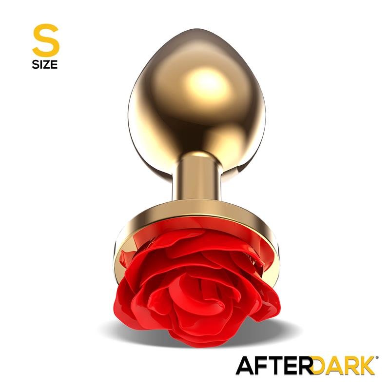 Plug Anal de Metal Dorado con Rosa Roja en la Base Talla S - Imagen 2