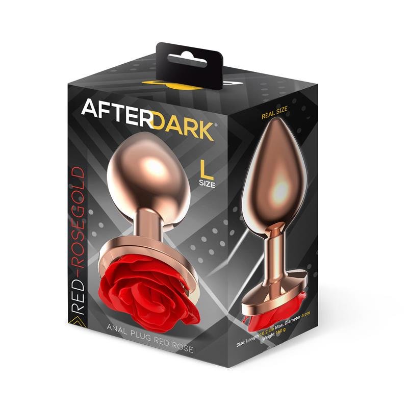 Rose Plug Anal Oro Rosa Base de Rosa Roja Talla L - Imagen 3