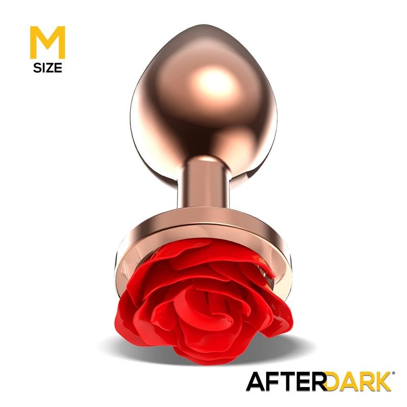 Rose Plug Anal Oro Rosa con Rosa Roja en la Base Talla M - Imagen 2